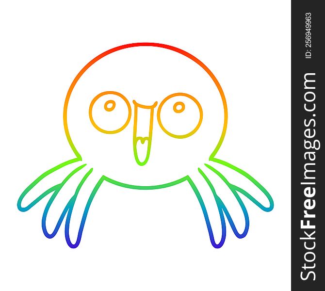 Rainbow Gradient Line Drawing Happy Cartoon Spider