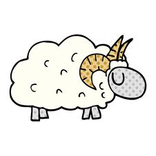 Cartoon Doodle Sheep With Horns Stock Photography