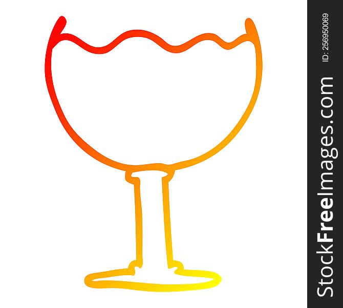 Warm Gradient Line Drawing Cartoon Glass Of Wine
