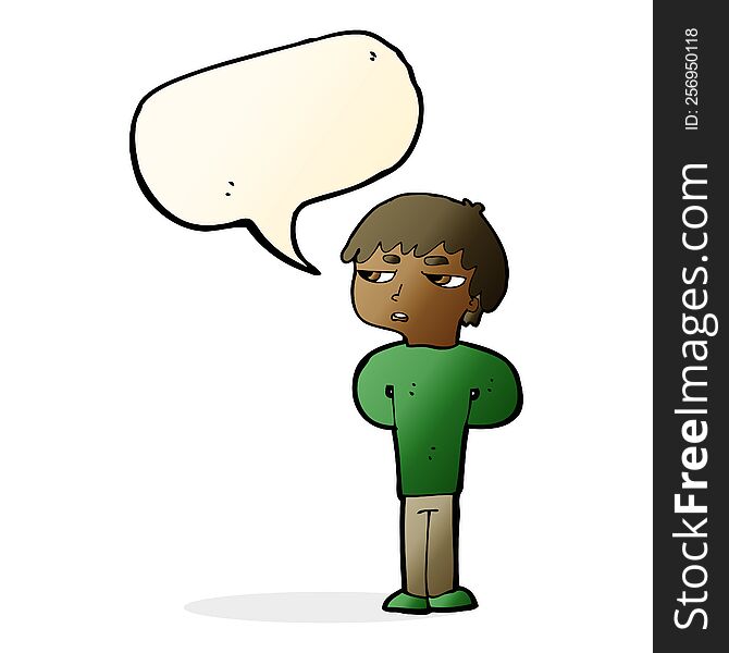 Cartoon Antisocial Boy With Speech Bubble