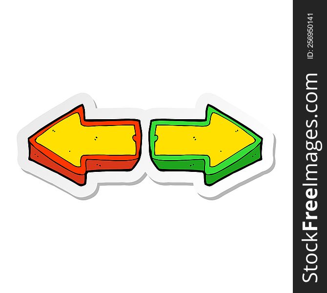 sticker of a cartoon direction arrows