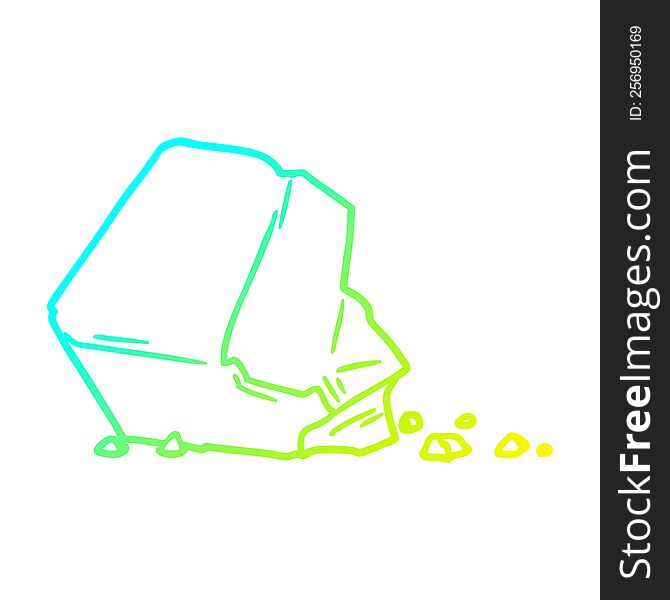 cold gradient line drawing of a cartoon large rock