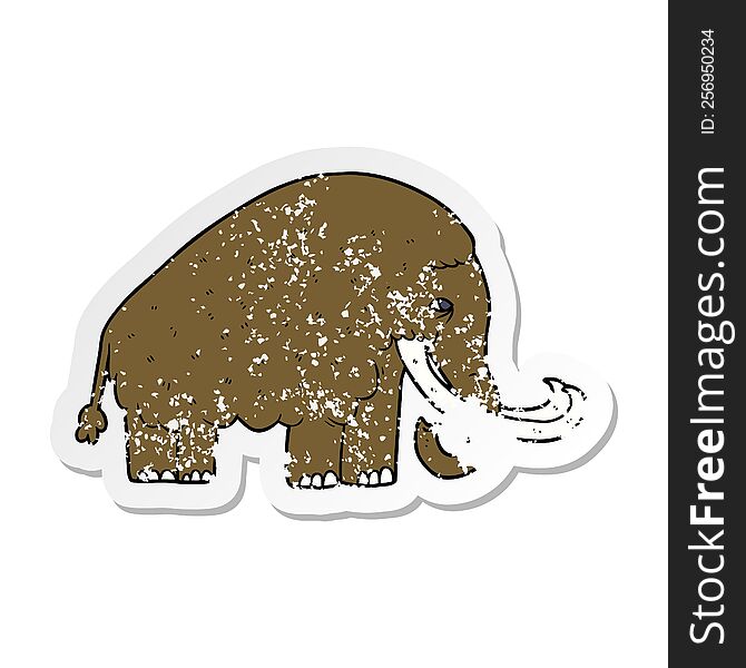 distressed sticker of a cartoon mammoth