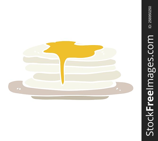 flat color illustration of a cartoon stack of pancakes