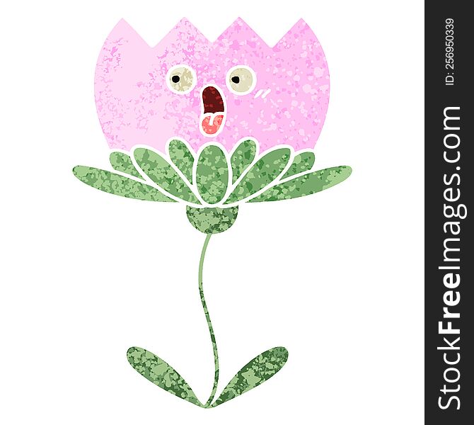 Retro Illustration Style Cartoon Flower