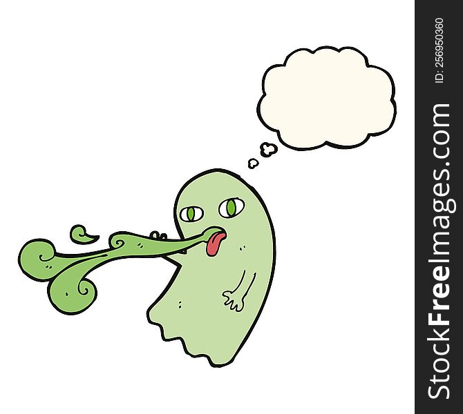 funny cartoon ghost with thought bubble