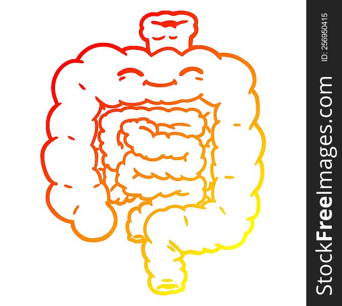 warm gradient line drawing of a cartoon intestines