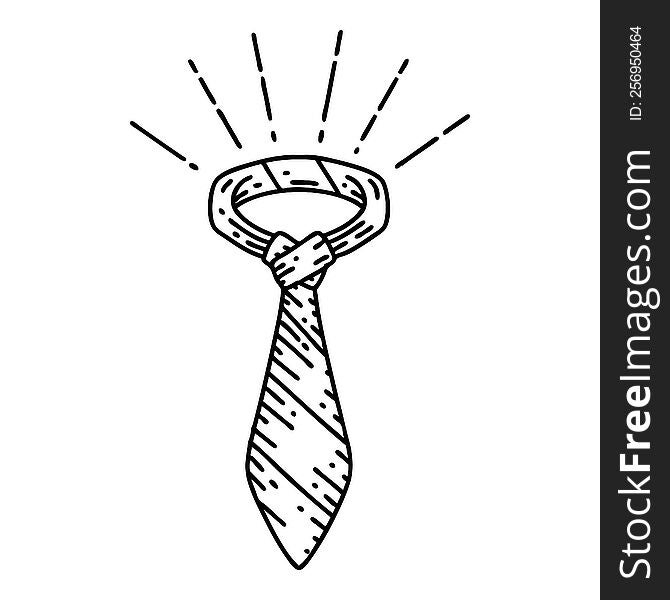 illustration of a traditional black line work tattoo style office tie