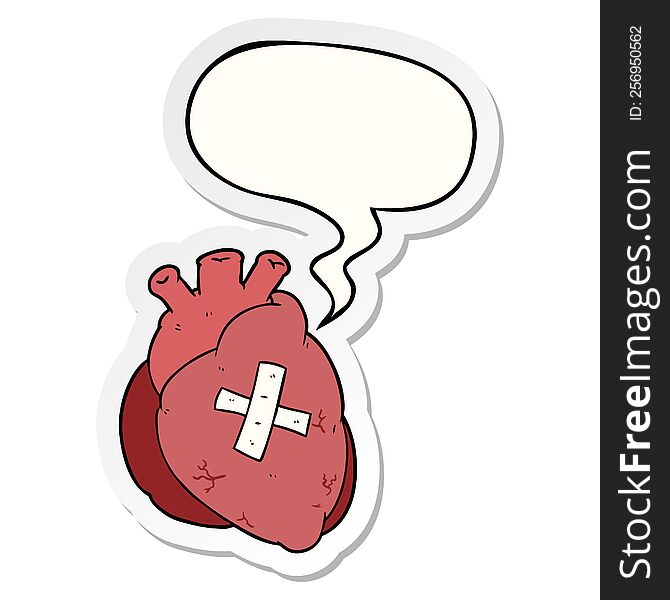 cartoon heart with speech bubble sticker. cartoon heart with speech bubble sticker