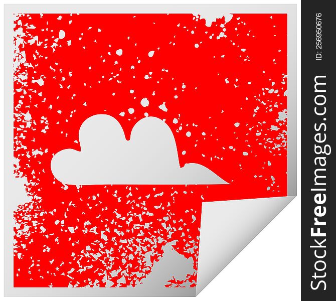 Distressed Square Peeling Sticker Symbol Cloud