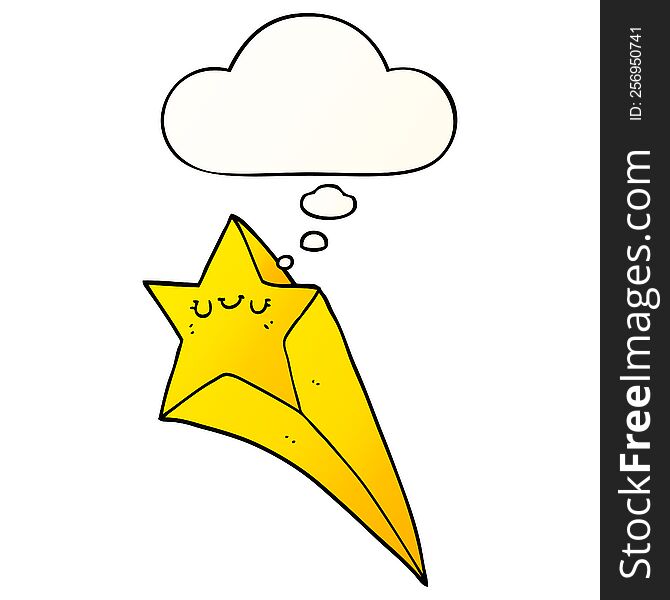 Cartoon Shooting Star And Thought Bubble In Smooth Gradient Style