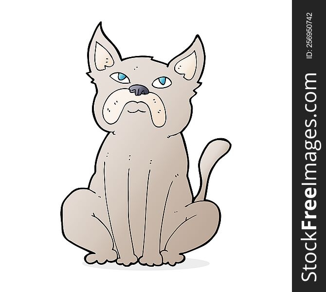 cartoon grumpy little dog