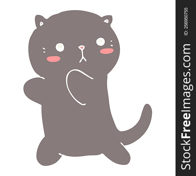 Cute Flat Color Style Cartoon Cat