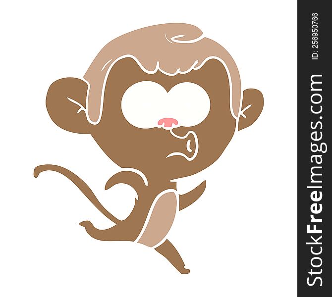 Flat Color Style Cartoon Surprised Monkey