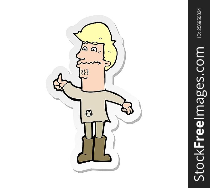 sticker of a cartoon nervous man