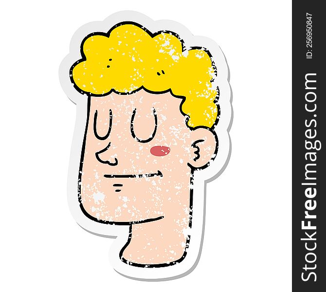 distressed sticker of a cartoon male face