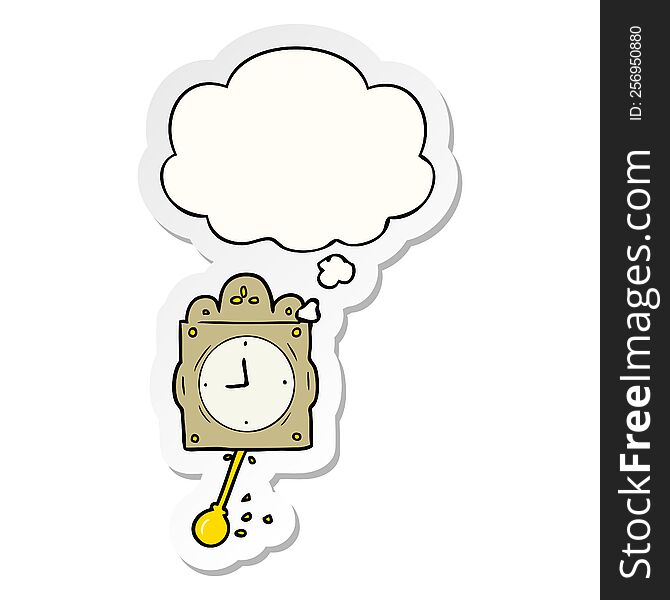 Cartoon Ticking Clock And Thought Bubble As A Printed Sticker