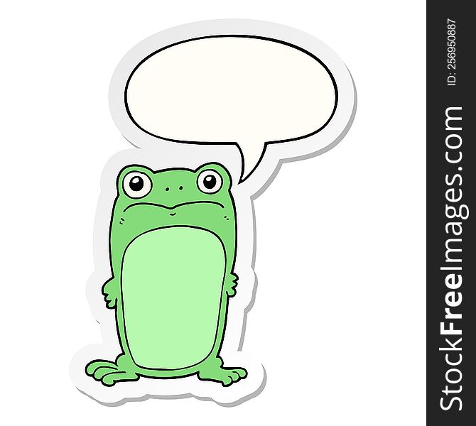 Cartoon Staring Frog And Speech Bubble Sticker