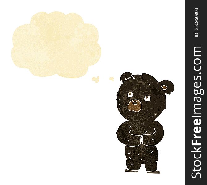 cartoon black bear cub with thought bubble