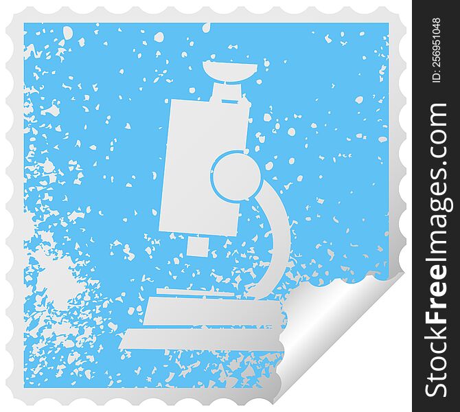 Distressed Square Peeling Sticker Symbol Science Microscope