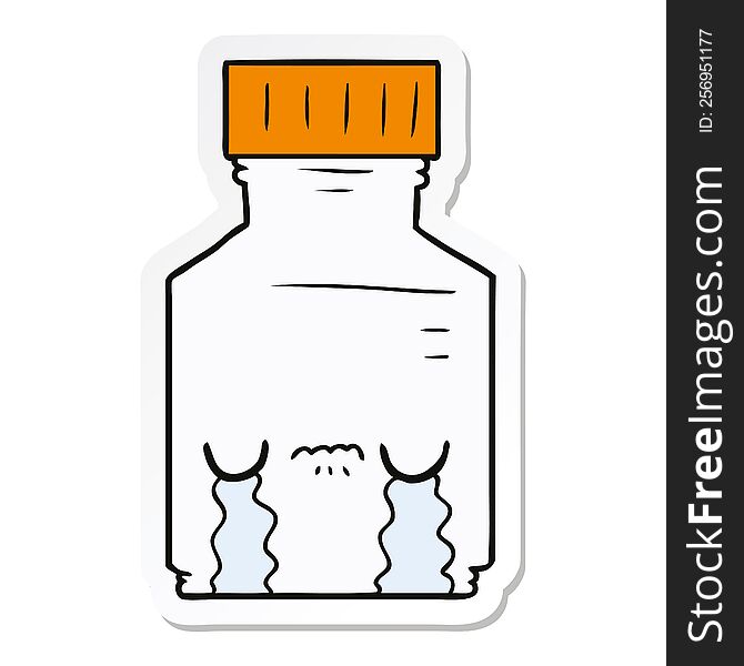 Sticker Of A Cartoon Pill Jar