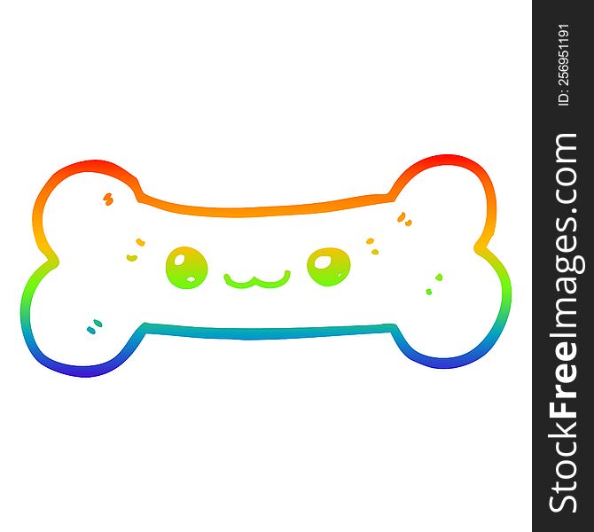 Rainbow Gradient Line Drawing Cartoon Bone