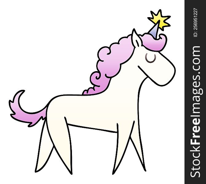 Quirky Gradient Shaded Cartoon Unicorn