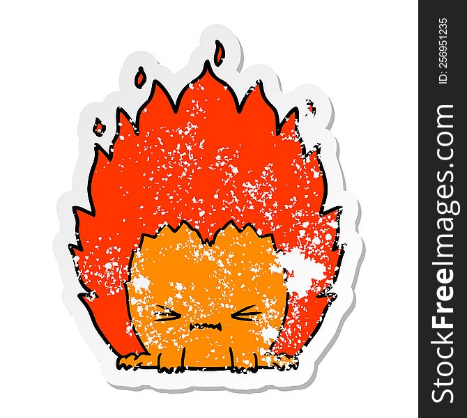 Distressed Sticker Of A Cartoon Fire Creature