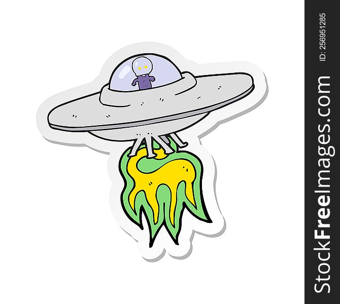 sticker of a cartoon alien flying saucer