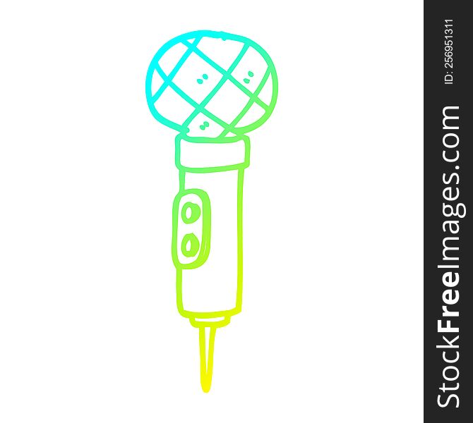 Cold Gradient Line Drawing Cartoon Gold Microphone