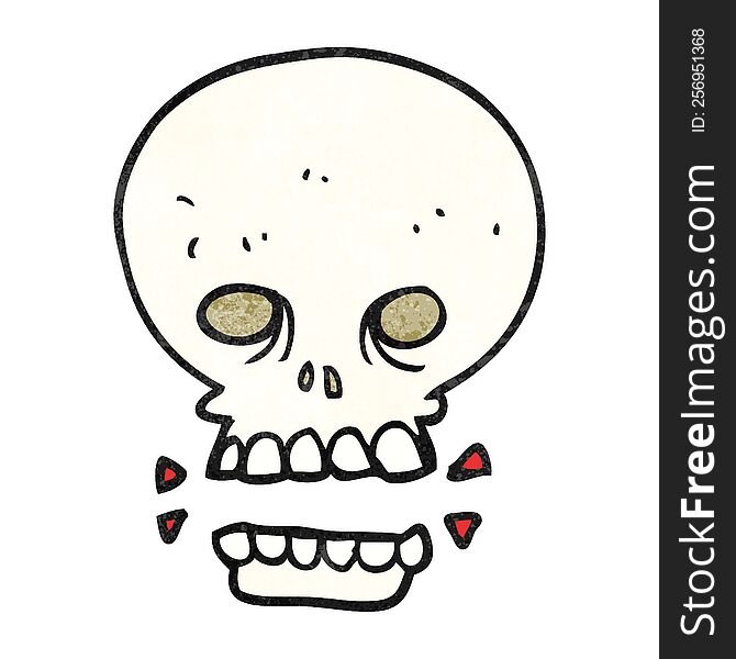 freehand textured cartoon scary skull