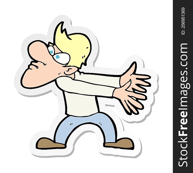 sticker of a cartoon annoyed man gesturing