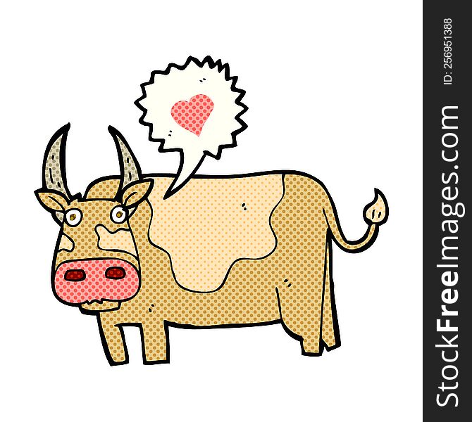 cartoon cow with love heart