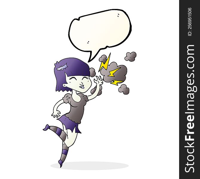 speech bubble cartoon vampire girl flying