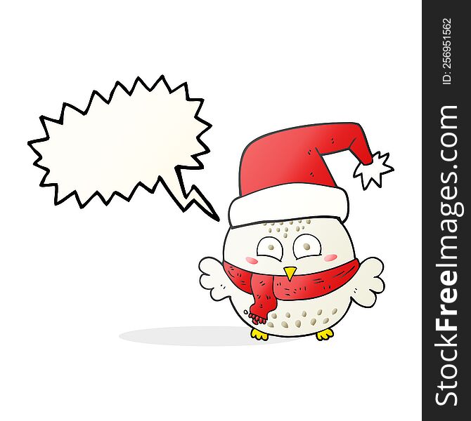 Speech Bubble Cartoon Cute Christmas Owl