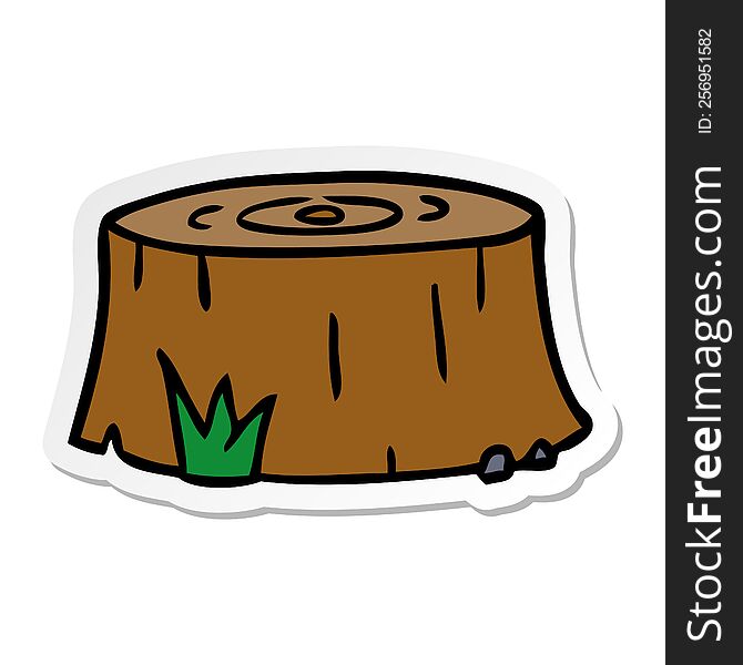 hand drawn sticker cartoon doodle of a tree log