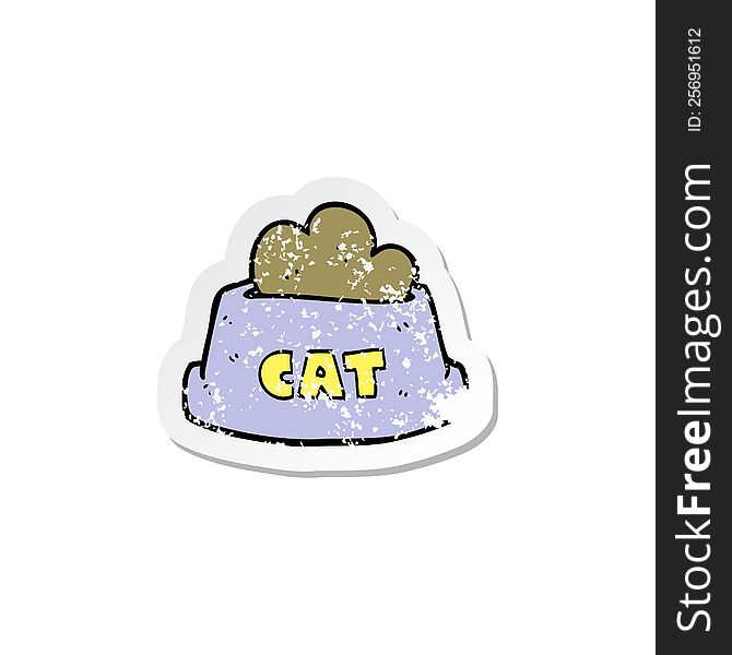 retro distressed sticker of a cartoon cat food