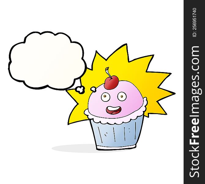 Cartoon Cupcake With Thought Bubble