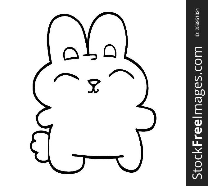 line drawing cartoon grey rabbit