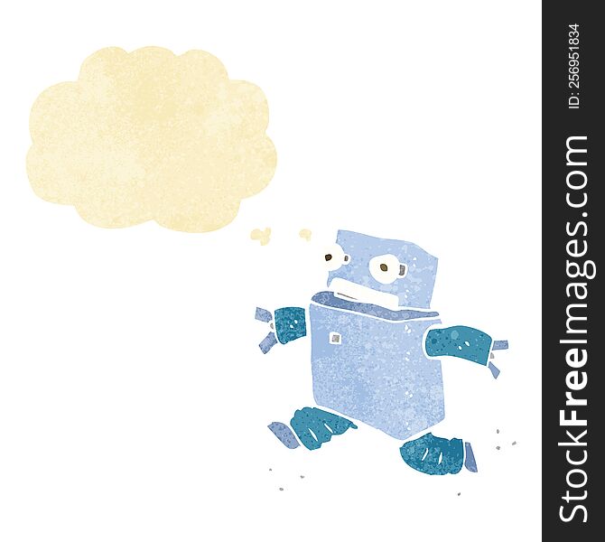Cartoon Running Robot With Thought Bubble