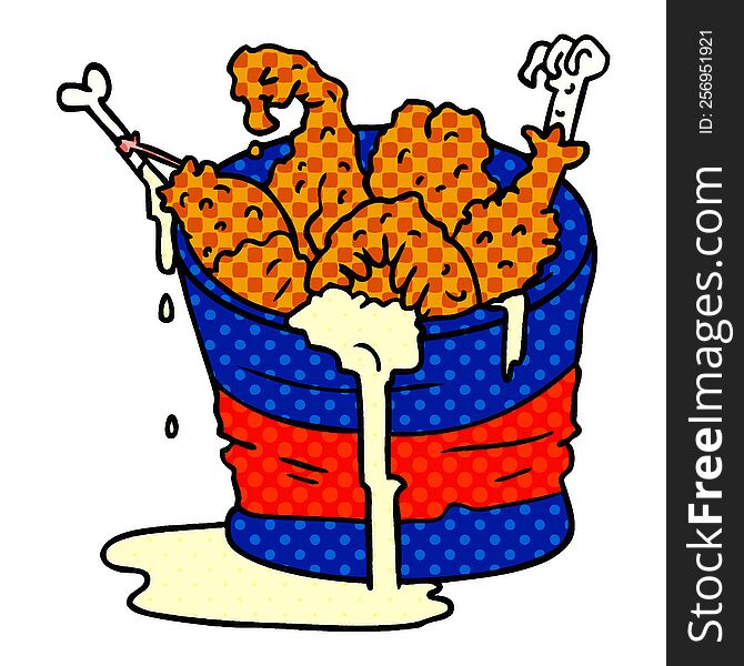 Cartoon Doodle Bucket Of Fried Chicken