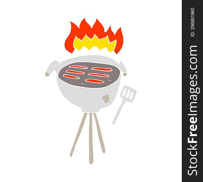 Flat Color Illustration Of A Cartoon Barbecue