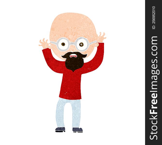 cartoon stressed bald man