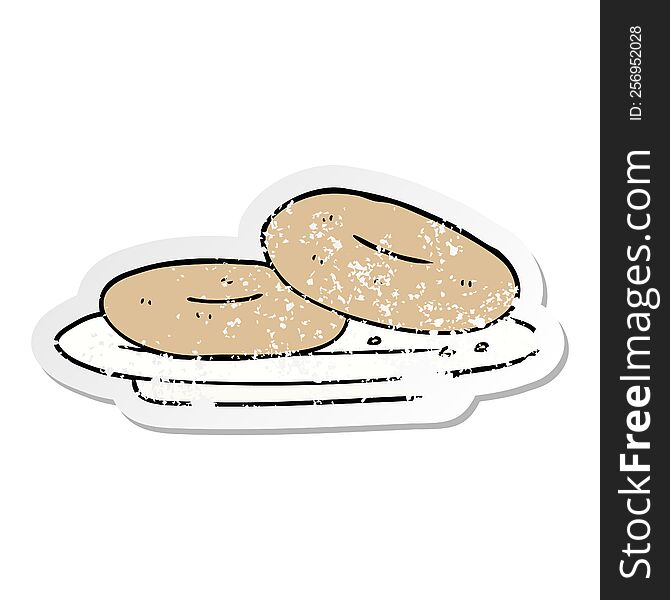 Distressed Sticker Of A Cartoon Donuts