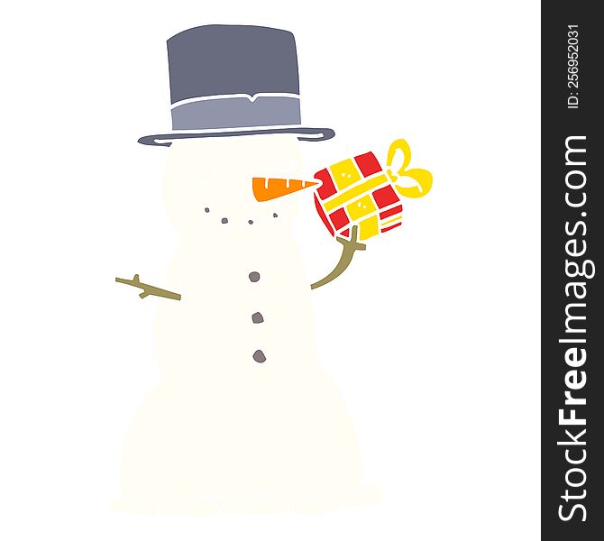 flat color style cartoon christmas snowman