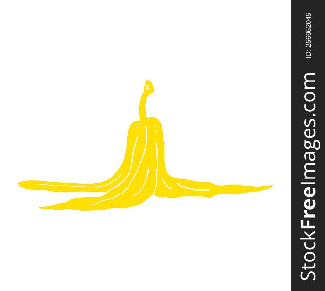 Flat Color Illustration Of A Cartoon Banana Peel