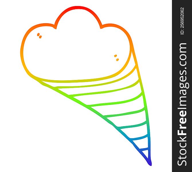 rainbow gradient line drawing of a cartoon decorative cloud element