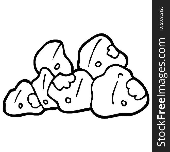 line drawing cartoon gold clusters