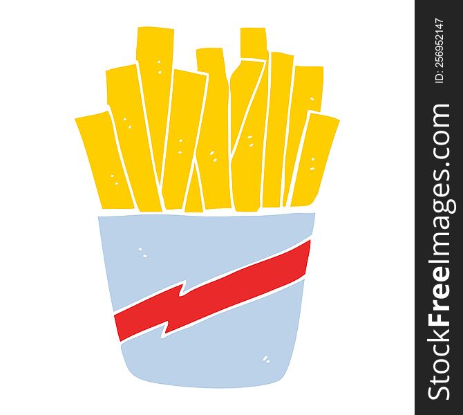 flat color style cartoon box of fries