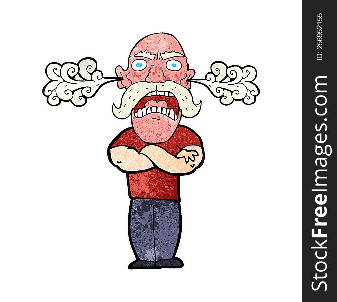 cartoon furious man with red face